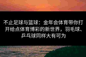 不止足球与篮球：金年会体育带你打开给点体育博彩的新世界，羽毛球、乒乓球同样大有可为